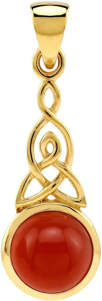 Silvershake 8MM Round Shape Gemstone White Gold Plated or Yellow Gold Plated 925 Sterling Silver Triquetra Celtic Knot Pendant or Pendant with 18 Inches Chain Necklace Jewelry for Women