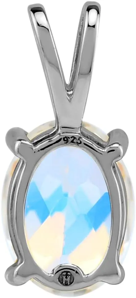 Silvershake 8X6mm Oval Shape Gemstone White Gold Plated or Yellow Gold Plated 925 Sterling Silver Business Attire Solitaire Pendant or Pendant with 18 Inch Chain Necklace