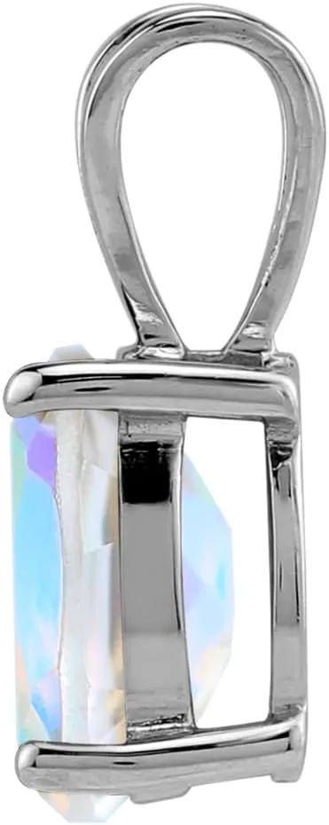 Silvershake 8X6mm Oval Shape Gemstone White Gold Plated or Yellow Gold Plated 925 Sterling Silver Business Attire Solitaire Pendant or Pendant with 18 Inch Chain Necklace