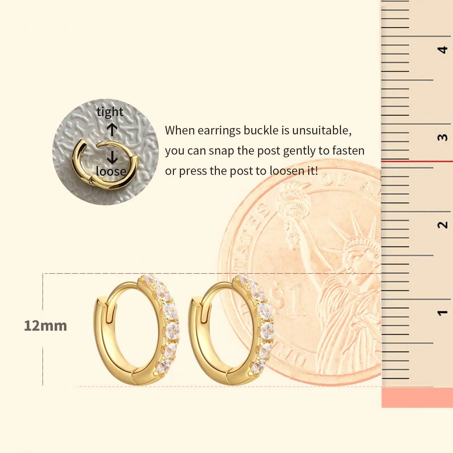 S.Leaf Hoop Earrings for Women Sterling Silver Cubic Zirconia Hoop Earrings Huggie Earrings 14k Gold Plated