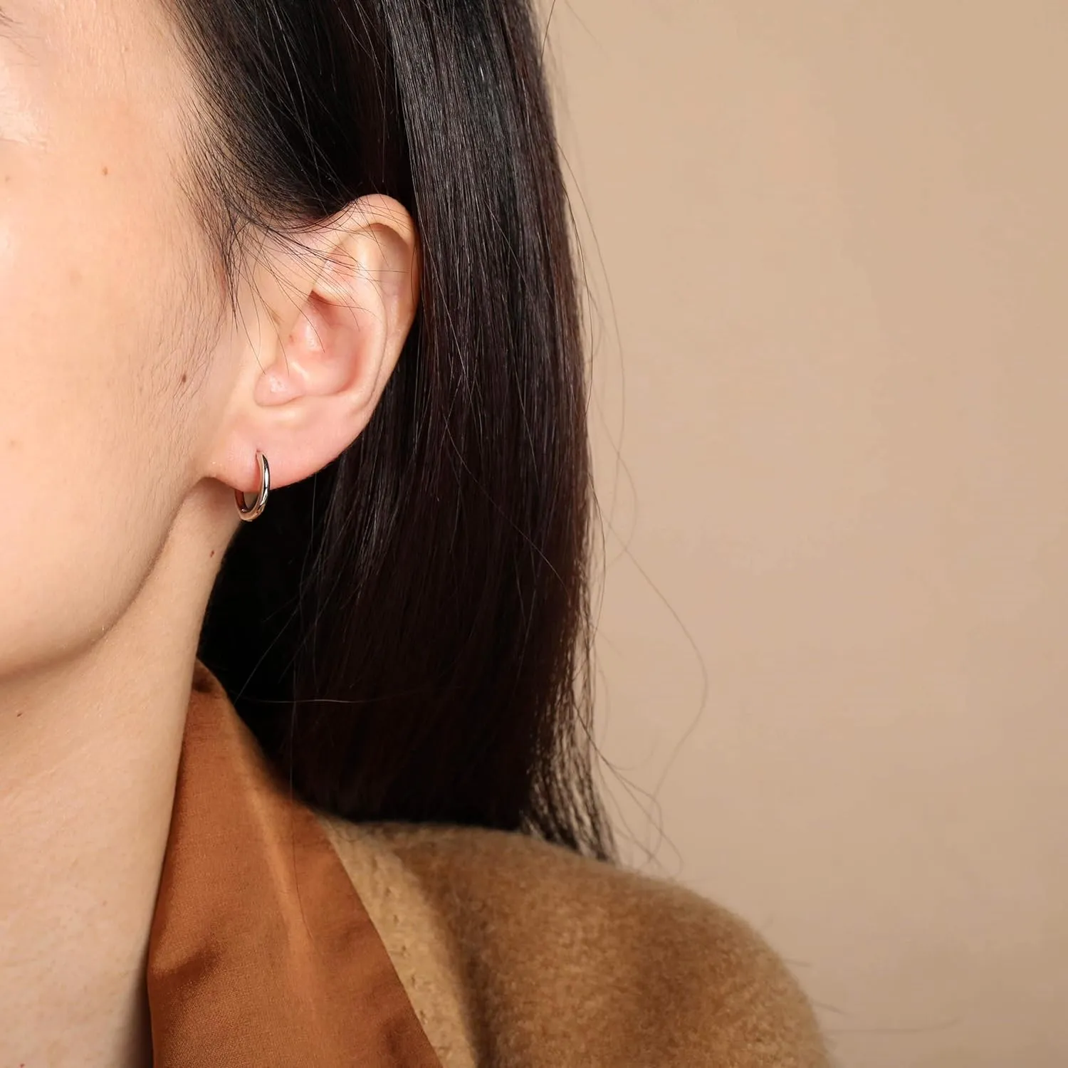 S.Leaf Hoop Earrings for Women Sterling Silver Cubic Zirconia Hoop Earrings Huggie Earrings 14k Gold Plated