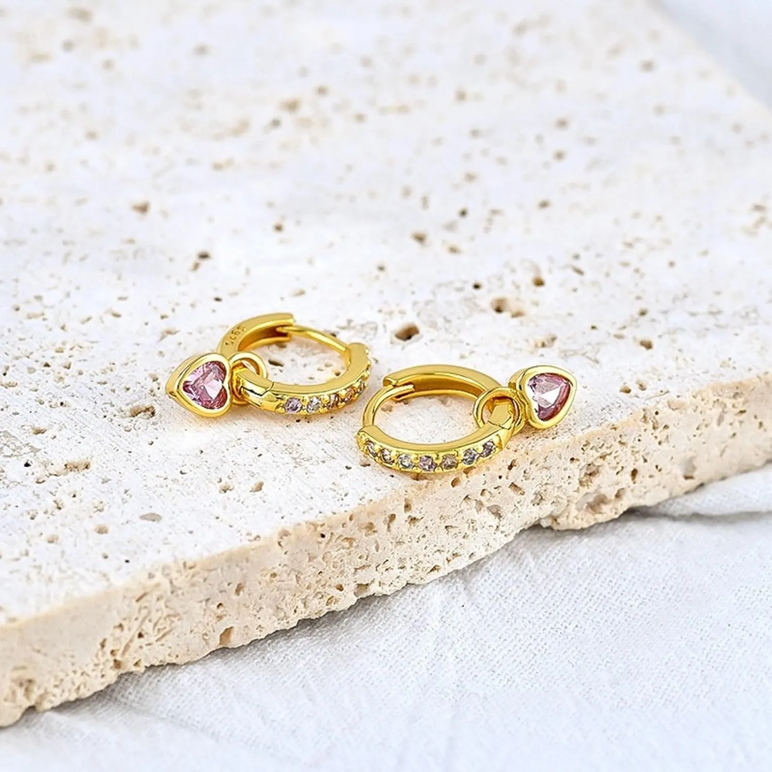 Small Gold Huggie Hoop Earrings For Women Emerald Green Earrings With Green Heart Drop Gold Plated Hoop Earrings Hypoallergenic Cubic Zirconia Dangle Green Jewelry For Gift