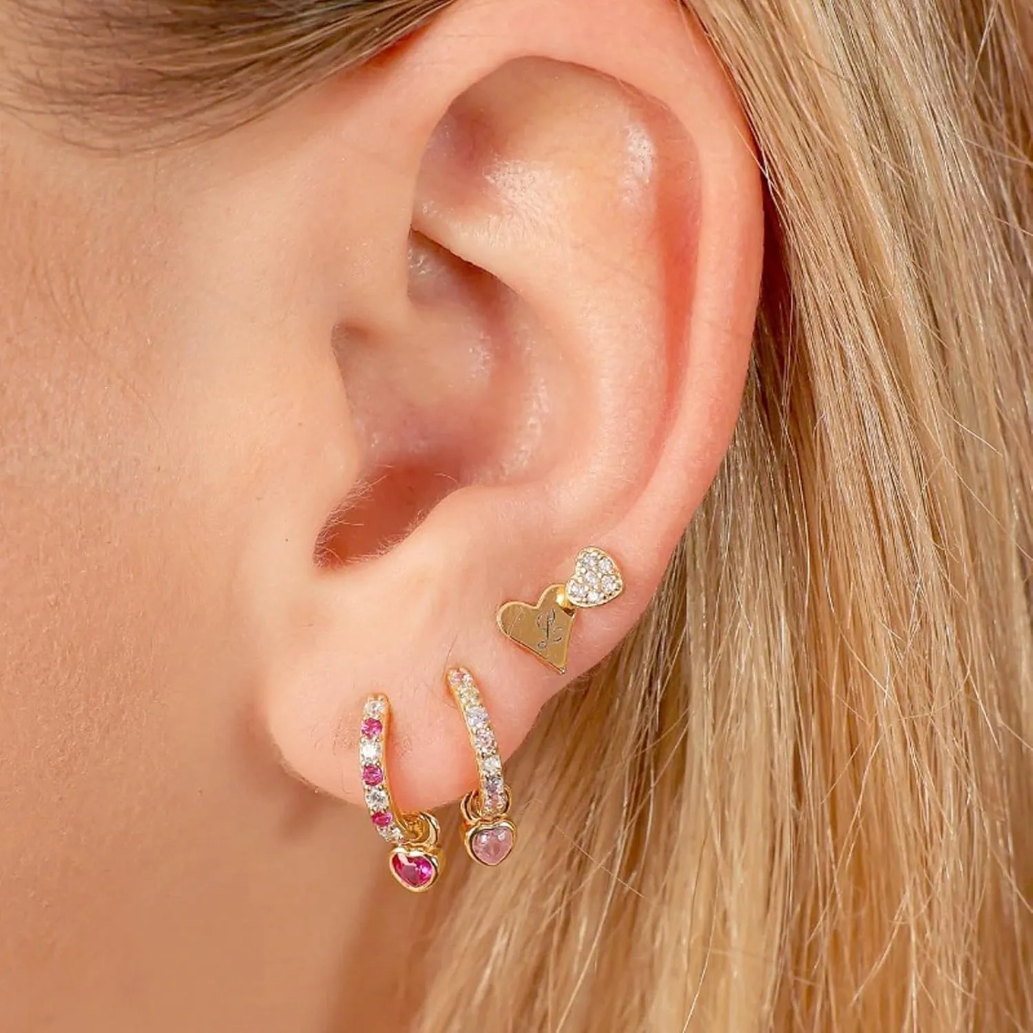 Small Gold Huggie Hoop Earrings For Women Emerald Green Earrings With Green Heart Drop Gold Plated Hoop Earrings Hypoallergenic Cubic Zirconia Dangle Green Jewelry For Gift
