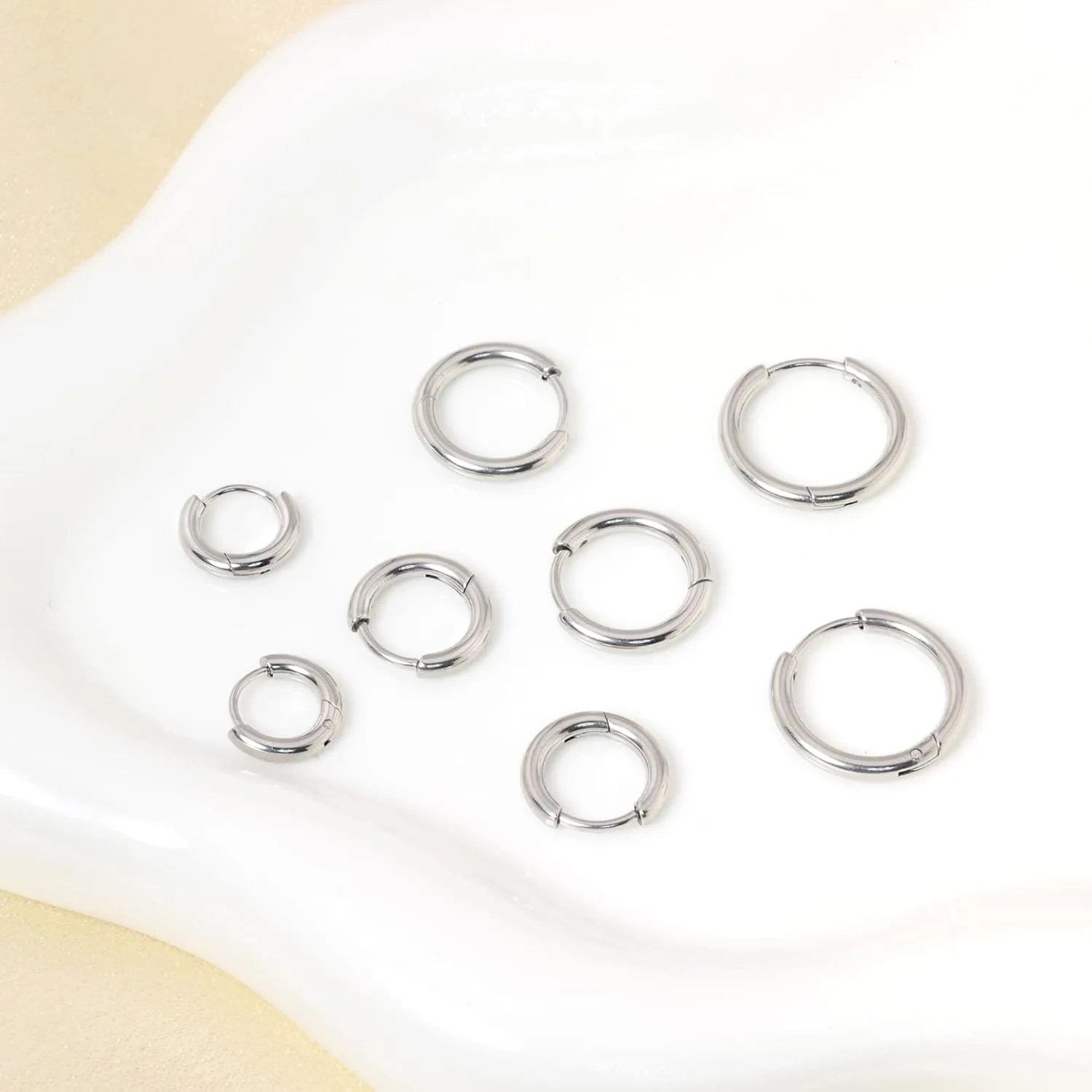 Small Hoop Earrings for Women Men Girls 14k Real Gold Plated Thin Gold Huggie Hoops Set for Cartilage Helix Hypoallergenic Surgical Stainless Steel 6/8/10/12mm
