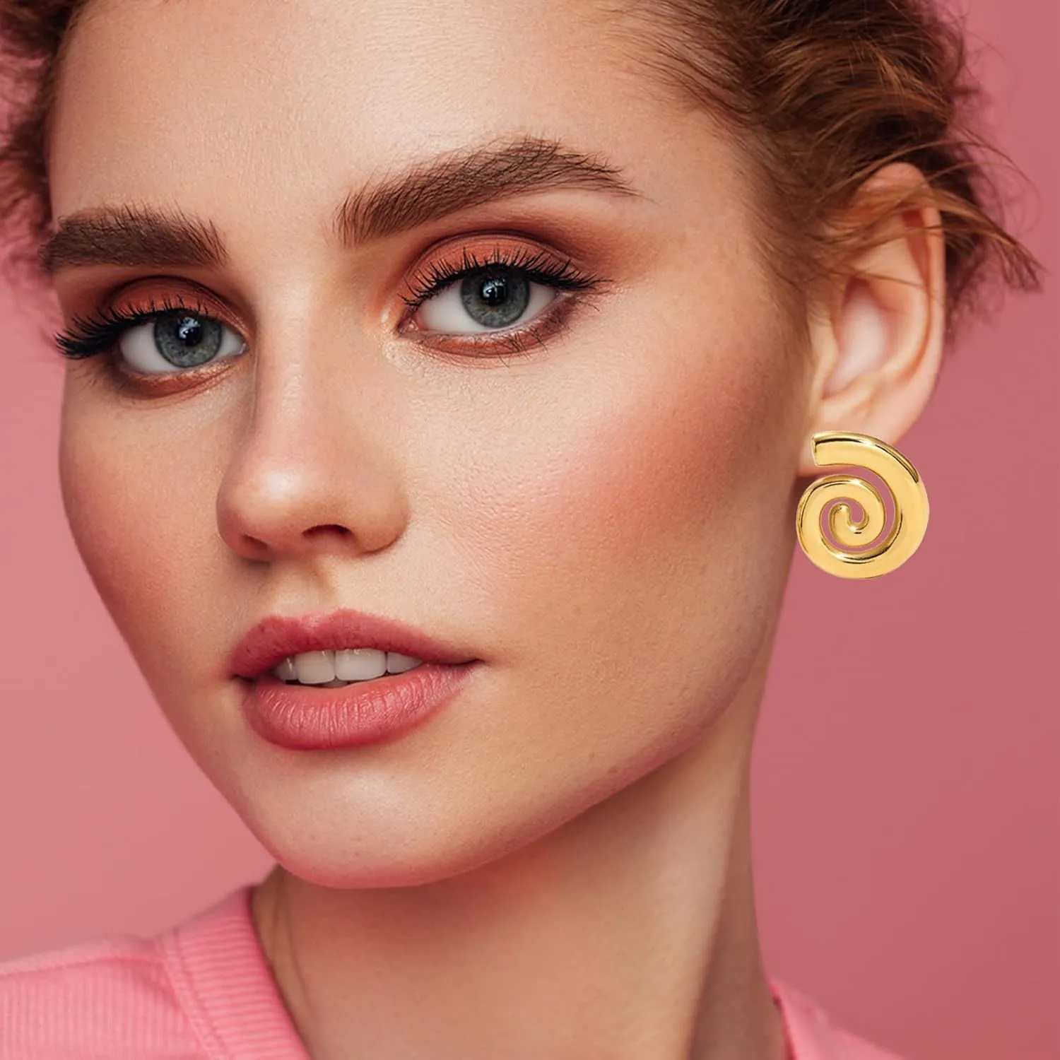 Spiral Statement Stud Earrings Chunky Geometric Earrings Exaggerated Big Spiral Studs Earrings Irregular twisted Metal Vintage Earrings For Women Trendy