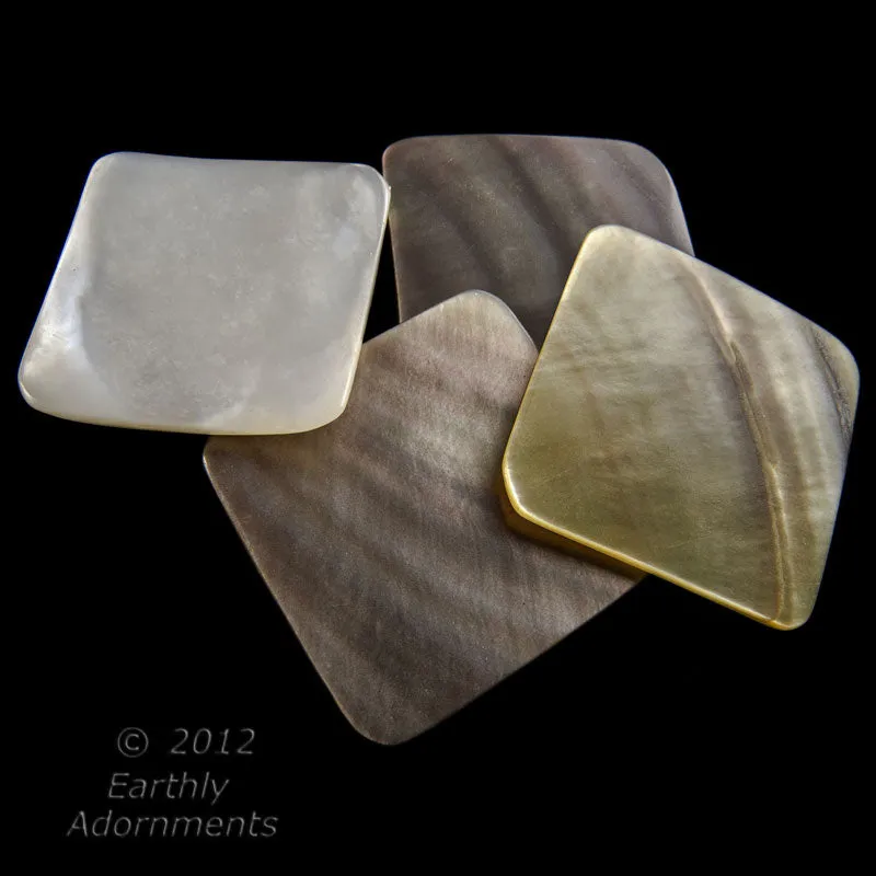 Square Cabochon Tiles, mother of pearl, gradiant of colors, Pkg 4. b15-mop118