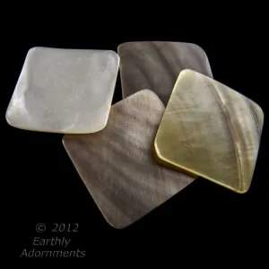 Square Cabochon Tiles, mother of pearl, gradiant of colors, Pkg 4. b15-mop118