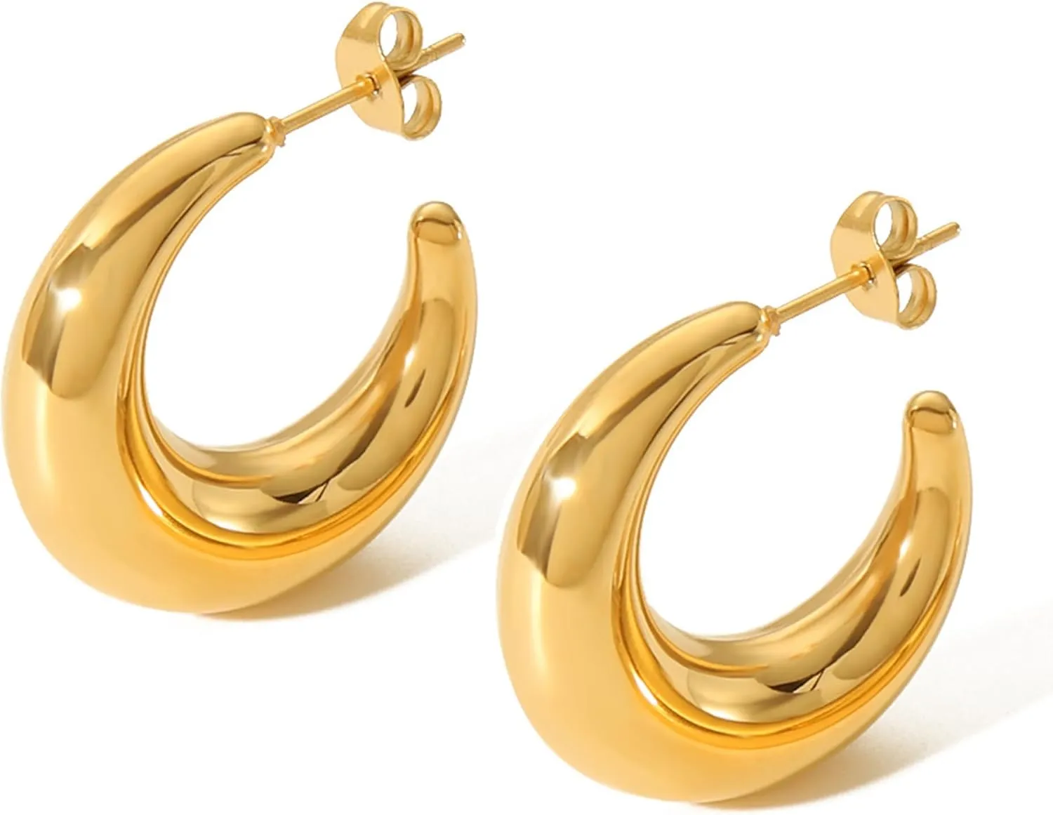Stainless Steel Hoop Earrings for Women Hypoallergenic Stud Hoop Earrings Medium Hoop Earrings Half Hoop Earrings for Women