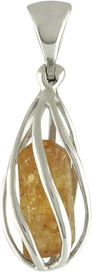 Starborn Gemstone teardrop Style Cage Pendant Sterling Silver