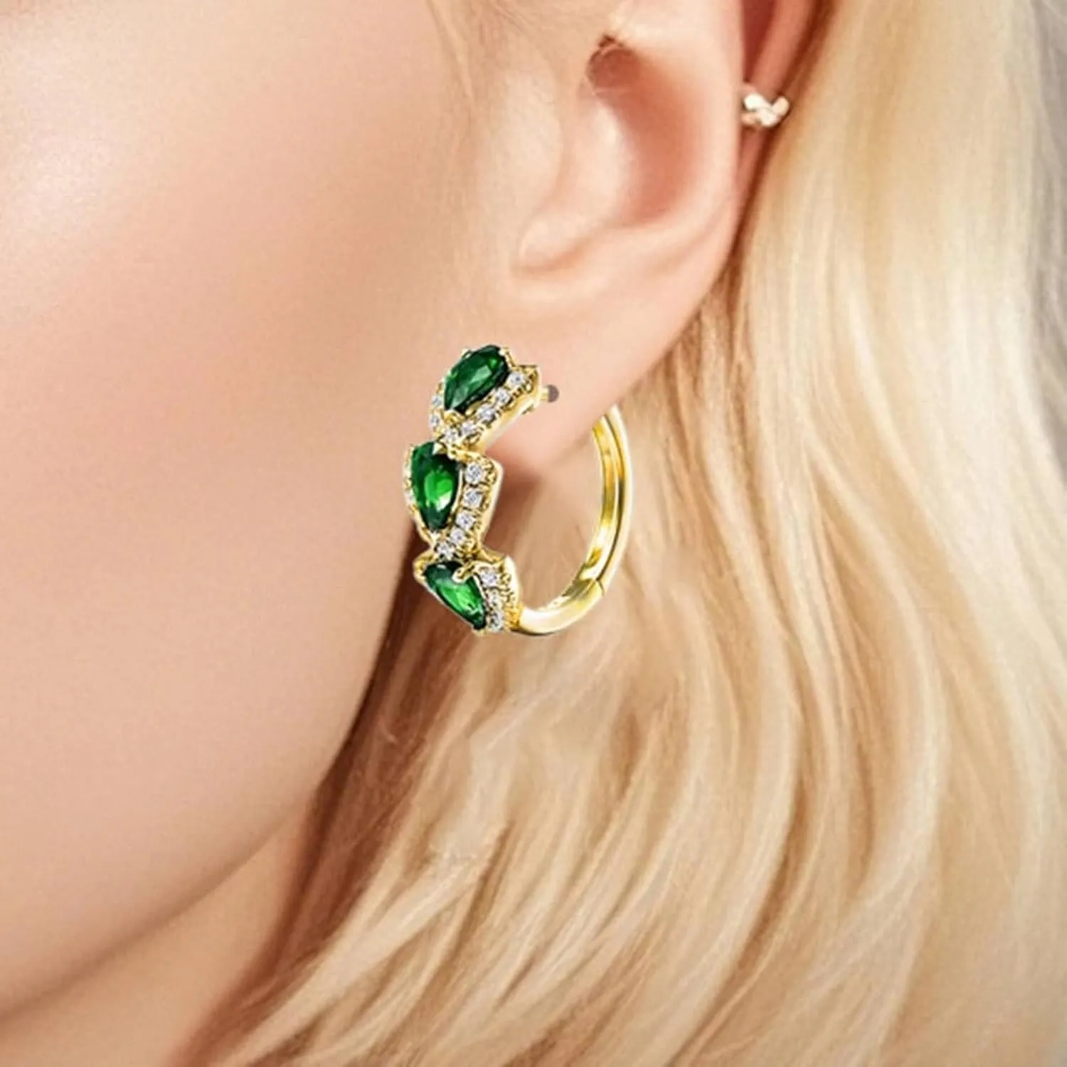Sterling Silver Earrings For Women Gold Hoop Cubic Zirconia Huggie Birthday Wedding Valentines Day Her Soccer for