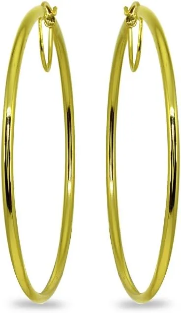 Sterling Silver Polished Round Large Hoop Earrings for Women (2x50mm-70mm Diameter)