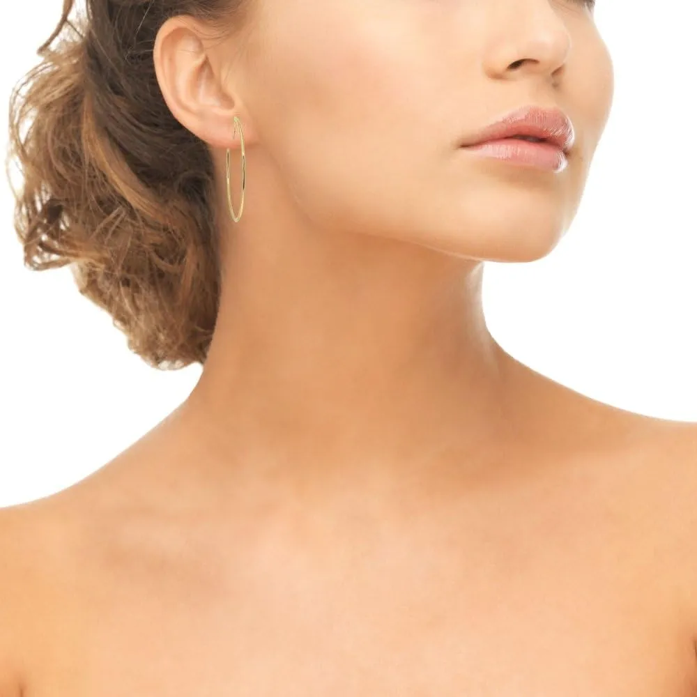 Sterling Silver Polished Round Large Hoop Earrings for Women (2x50mm-70mm Diameter)