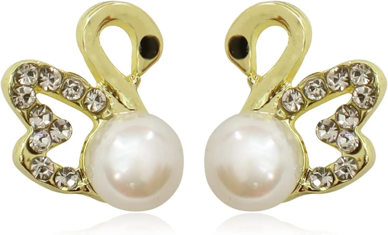 Swan Earrings for Women Stud Earring 14K Gold Plated Gold/Silver Dainty Hypoallergenic Earrings Jewelry(ST-1032)