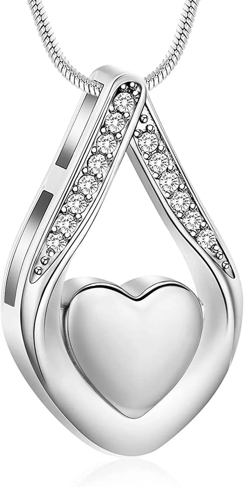 Teardrop Cremation Jewelry for Ashes -No Longer By My Side Forever in My Heart Urn Pendant Necklace