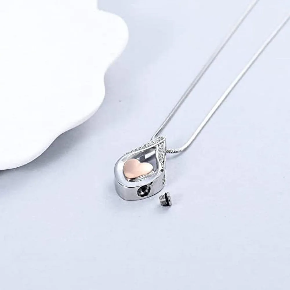 Teardrop Cremation Jewelry for Ashes -No Longer By My Side Forever in My Heart Urn Pendant Necklace