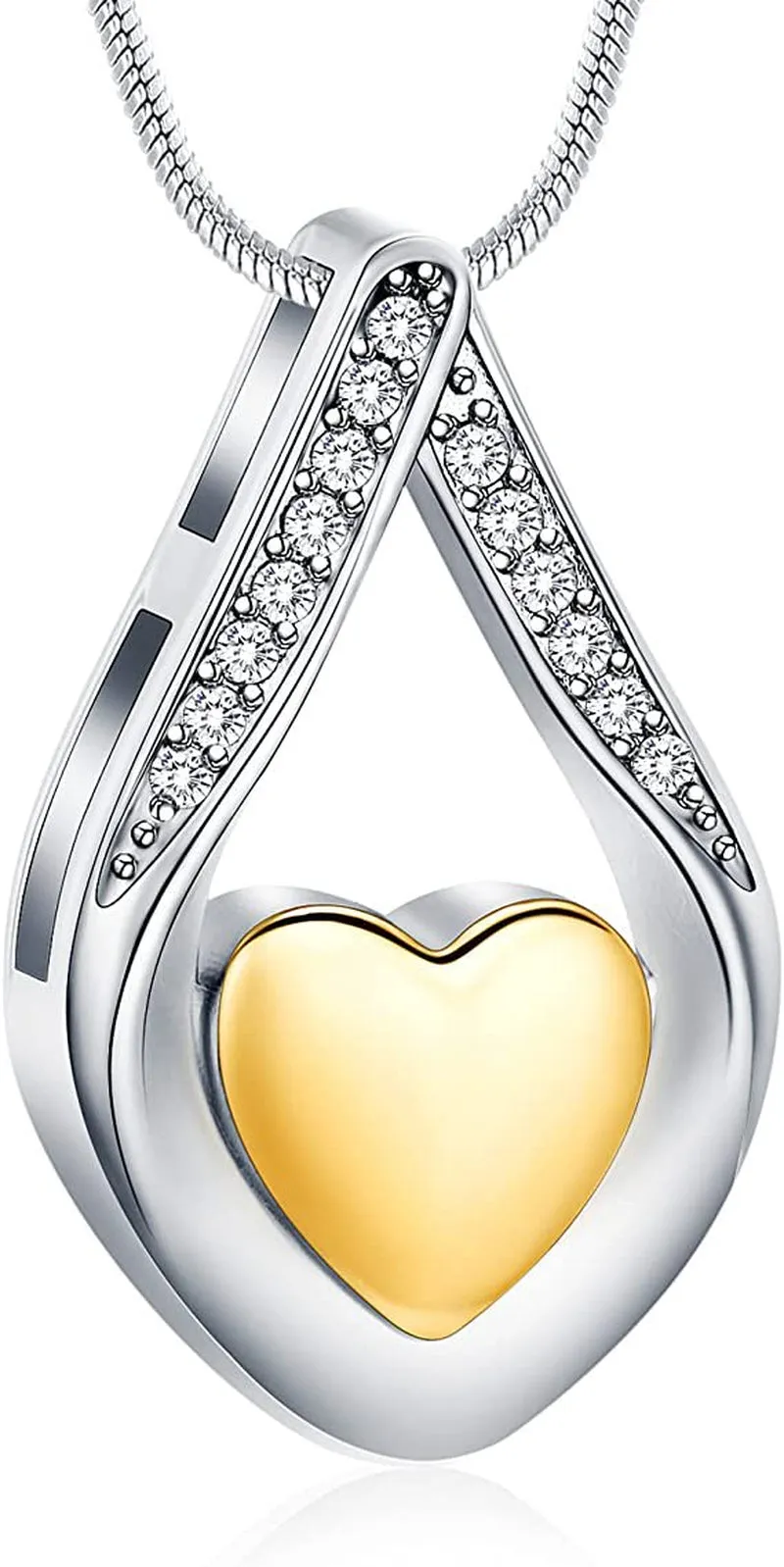 Teardrop Cremation Jewelry for Ashes -No Longer By My Side Forever in My Heart Urn Pendant Necklace