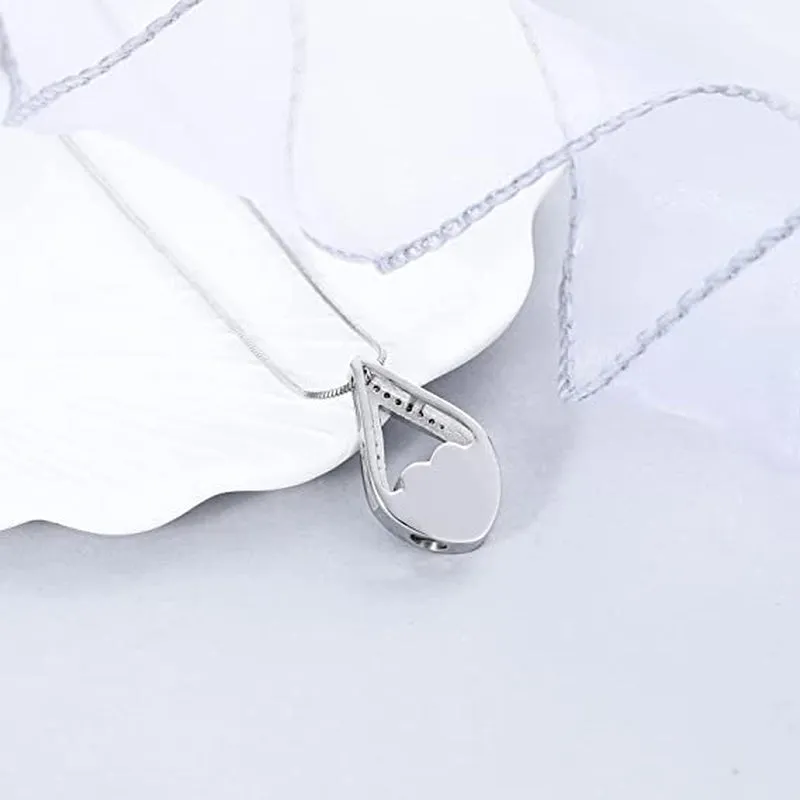 Teardrop Cremation Jewelry for Ashes -No Longer By My Side Forever in My Heart Urn Pendant Necklace