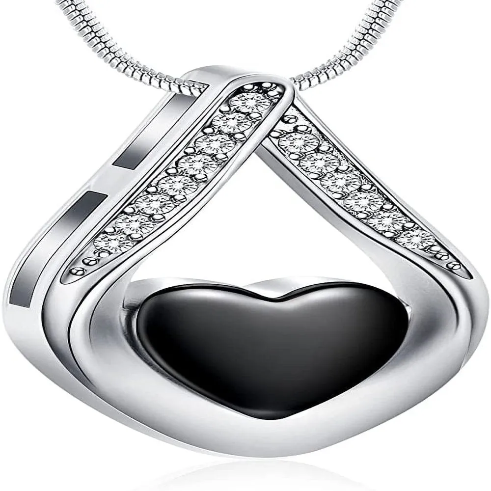 Teardrop Cremation Jewelry for Ashes -No Longer By My Side Forever in My Heart Urn Pendant Necklace