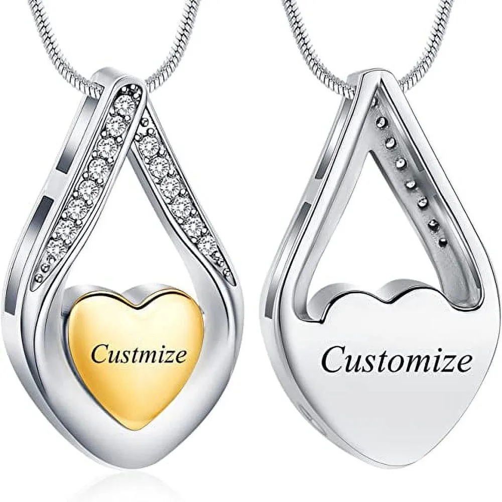 Teardrop Cremation Jewelry for Ashes -No Longer By My Side Forever in My Heart Urn Pendant Necklace