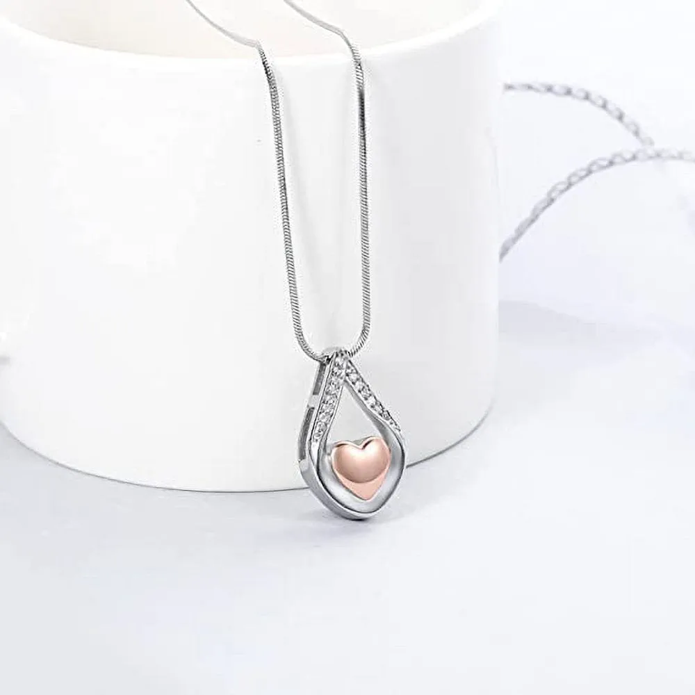 Teardrop Cremation Jewelry for Ashes -No Longer By My Side Forever in My Heart Urn Pendant Necklace