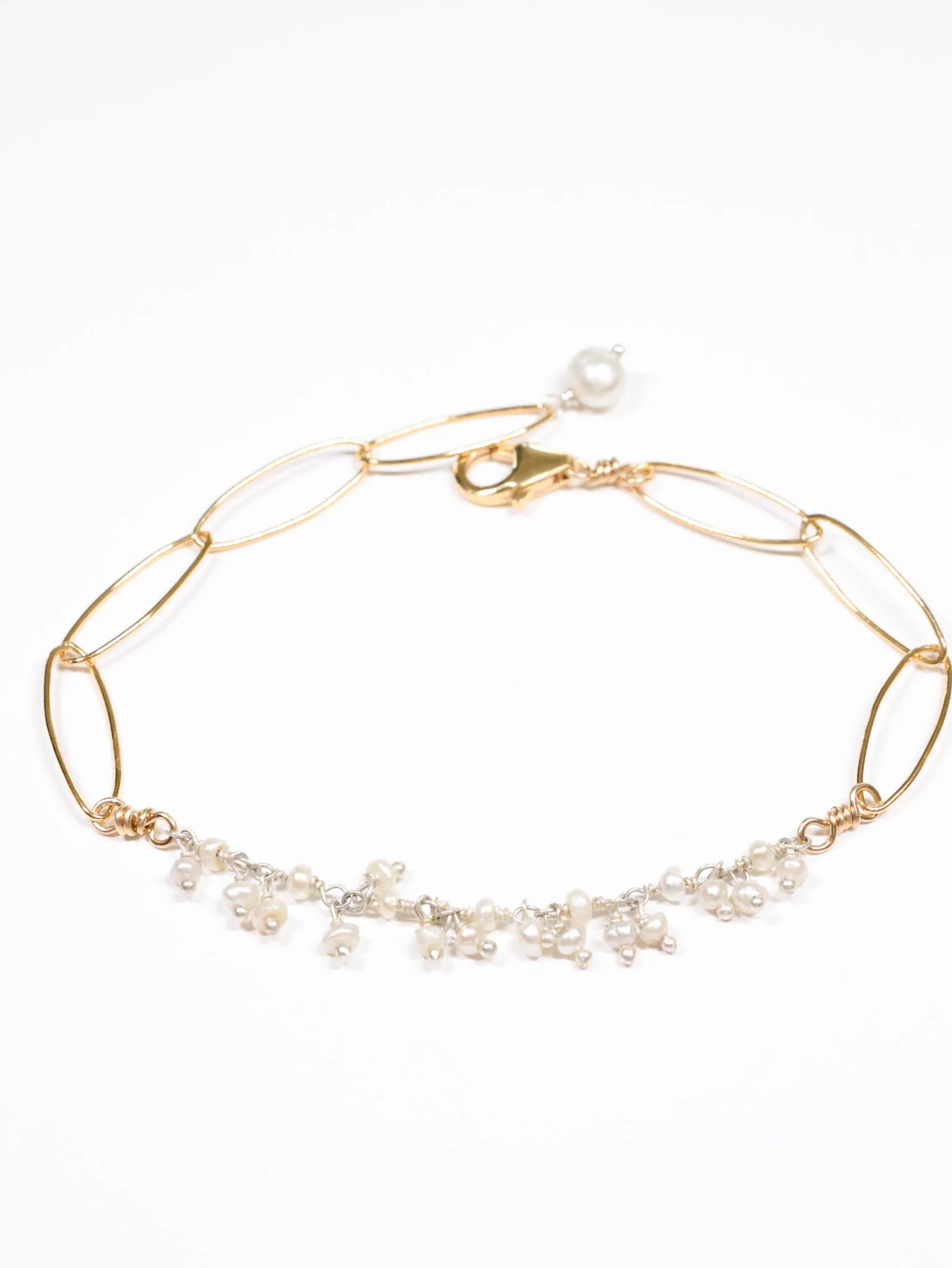 Tiny Pearls Fringe nh Bracelet -Gold Filled