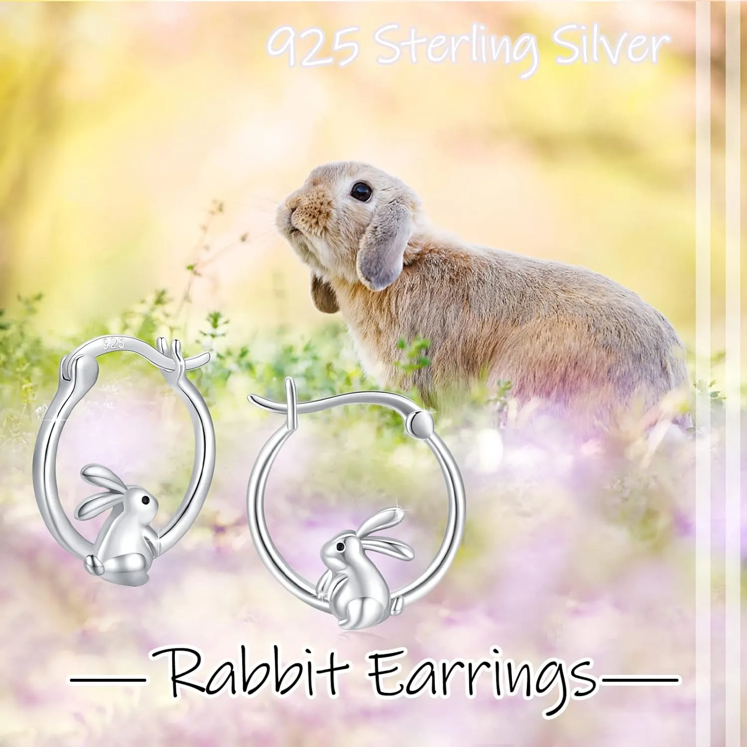 Turtle/Bunny Earrings 925 Sterling Silver Cute Animal Leverback Hoop Earring,Summer Bohemia Beach Theme Jewelry Gift for Women