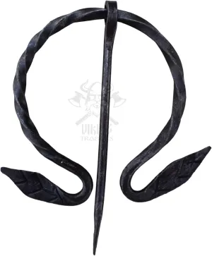 Viking Traders Medieval Celtic Cloak Pin| Black Vintage Viking Brooch|Forged Pins Twisted Leaf Design