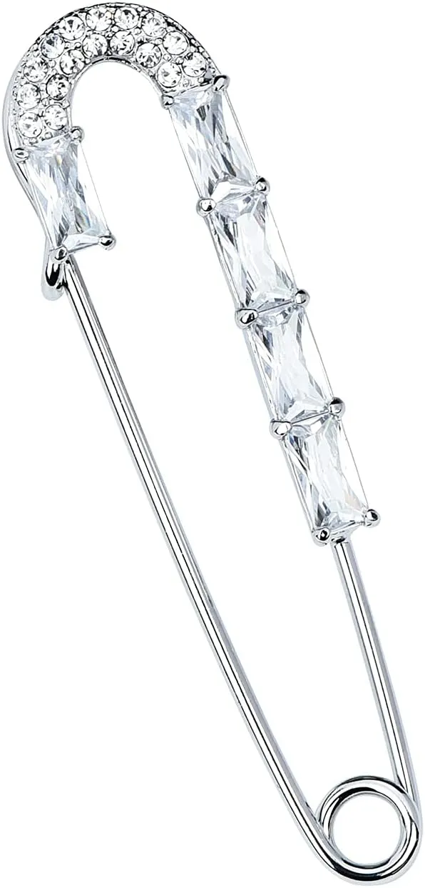 Vintage 3.0" Crystal Pearl Large Safety Pin Brooch for Skirt Cardigan Hat Scarf Scottish Kilt Pin Women Broach Jewelry