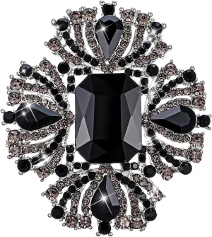 Vintage Austrian Crystal Rhinestone Women's Cross Flowers Shaped Brooch Pin Shiny Big Crystal Rhinestone Bouquet Brooch Pin for Women for Dance Party