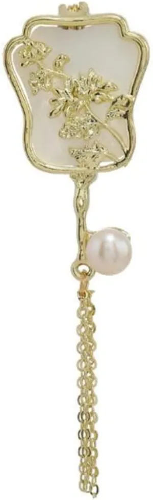 Vintage Women Banana Fan Brooch Fan Brooch Pin Pearl Pendant Clothing Accessories Brooches Female Classical Jewelry