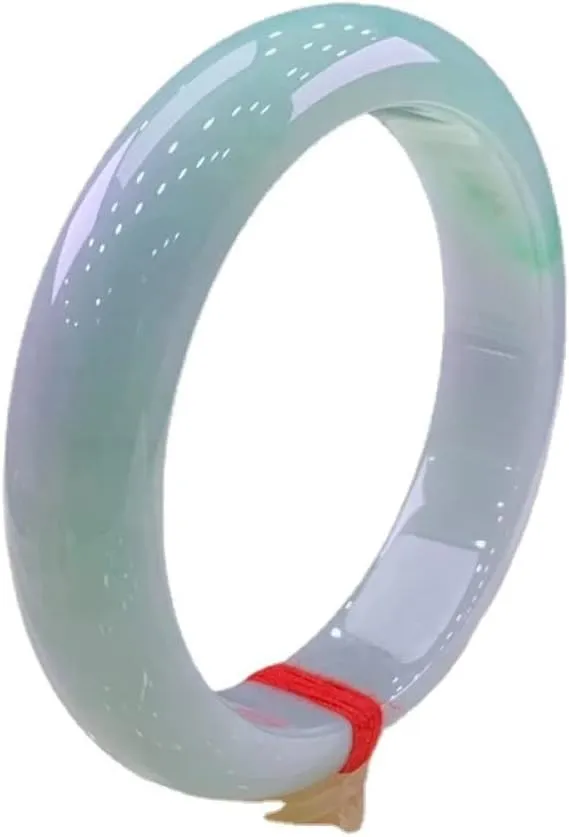 Women's Bracelet, Female Jade Bangle, Floating Flower Translucent Jade Bangle, Half Light Green Half Light White Natural Round Jade Bracelet, for Girlfriend, for Mother, with Jewelry Box, 54-62mm,62mm