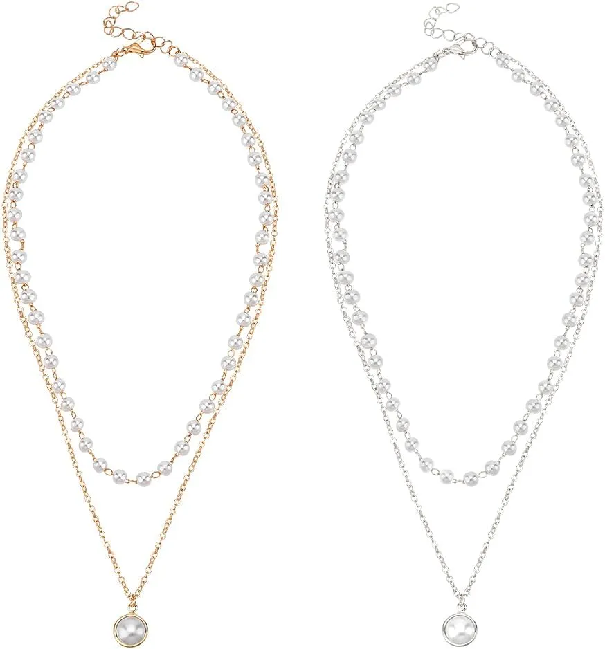 Women's Layered Pearl Choker Necklaces - Minimalist, Double Layer, Perfect for Weddings, Prom, Parties & Daily Wear