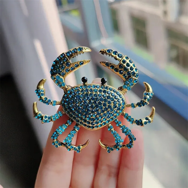 Wuli&baby Sparkling Cute Crab Brooches