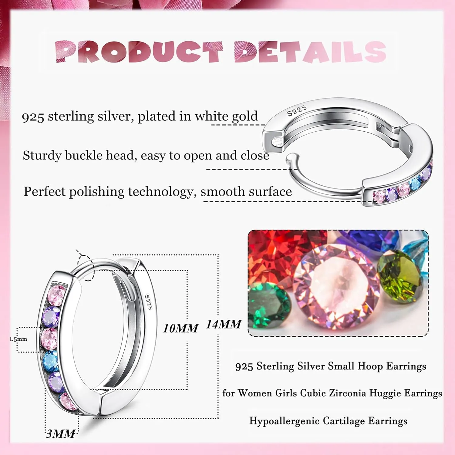 YADOCA Small Hoop Earrings for Girls Women Hypoallergenic ?????? ???????????????? ???????????? Toddler Earrings Cute Cubic Zirconia Cartilage Sleeper Huggie Hoop Earrings With Box