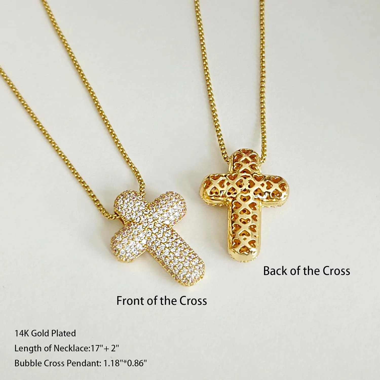 Zeffy Cross Necklace for Women,18K Gold/Silver Plated Tiny Cubic Zirconia Cross Pendant Necklace for Women Simple Layered Cross Necklaces for Women